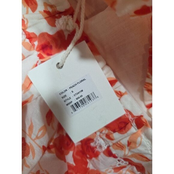 Womens Jennifer Grace Eyelet Layered Skirt Peach Floral Size Small - Picture 2 of 5